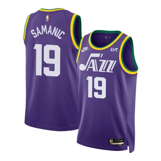 Men Utah Jazz 19 Luka Samanic Purple 2023 Classic Edition Stitched Basketball Jersey Men Utah Jazz 19 Luka Samanic Purple 2023 Classic Edition Stitched Basketball Jersey