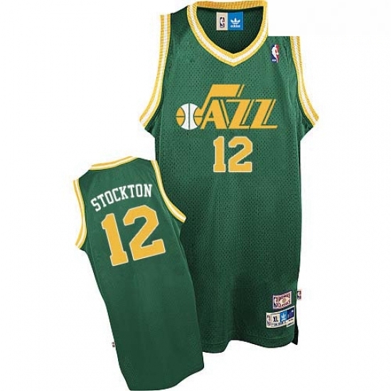 Mens Adidas Utah Jazz 12 John Stockton Authentic Green Throwback NBA Jersey Mens Adidas Utah Jazz 12 John Stockton Authentic Green Throwback NBA Jersey