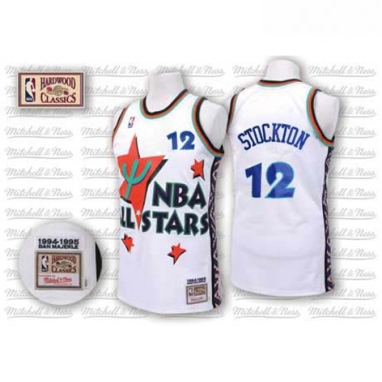 Mens Adidas Utah Jazz 12 John Stockton Authentic White 1995 All Star Throwback NBA Jersey Mens Adidas Utah Jazz 12 John Stockton Authentic White 1995 All Star Throwback NBA Jersey