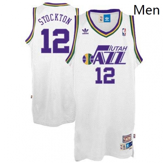 Mens Adidas Utah Jazz 12 John Stockton Swingman White Throwback NBA Jersey Mens Adidas Utah Jazz 12 John Stockton Swingman White Throwback NBA Jersey