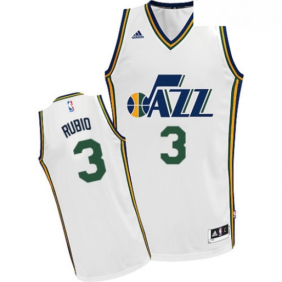 Mens Adidas Utah Jazz 3 Ricky Rubio Swingman White Home NBA Jersey Mens Adidas Utah Jazz 3 Ricky Rubio Swingman White Home NBA Jersey