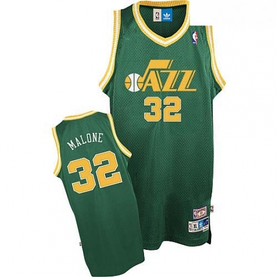 Mens Adidas Utah Jazz 32 Karl Malone Authentic Green Throwback NBA Jersey Mens Adidas Utah Jazz 32 Karl Malone Authentic Green Throwback NBA Jersey