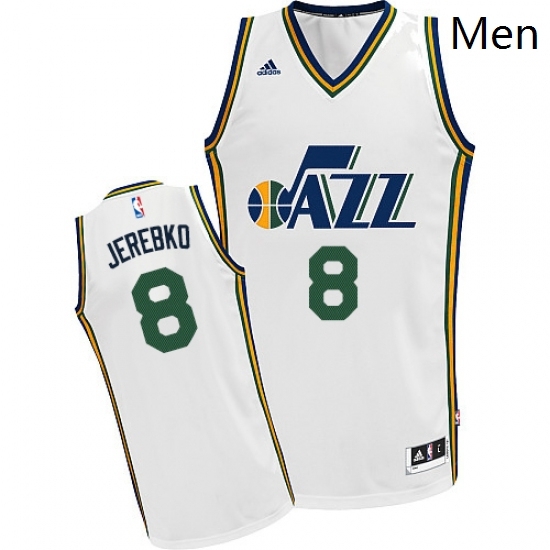 Mens Adidas Utah Jazz 8 Jonas Jerebko Swingman White Home NBA Jersey Mens Adidas Utah Jazz 8 Jonas Jerebko Swingman White Home NBA Jersey