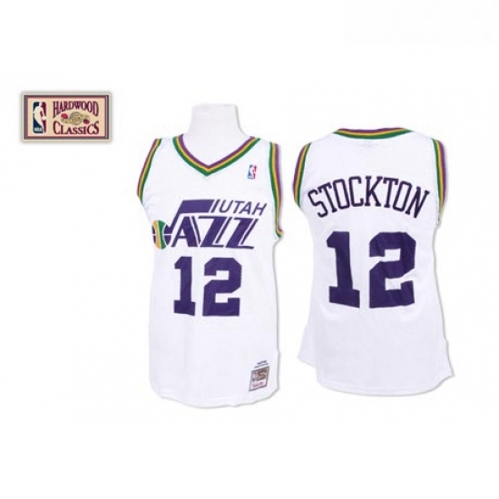 Mens Mitchell and Ness Utah Jazz 12 John Stockton Swingman White Throwback NBA Jersey Mens Mitchell and Ness Utah Jazz 12 John Stockton Swingman White Throwback NBA Jersey