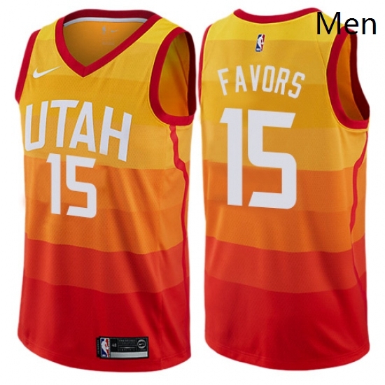 Mens Nike Utah Jazz 15 Derrick Favors Authentic Orange NBA Jersey City Edition Mens Nike Utah Jazz 15 Derrick Favors Authentic Orange NBA Jersey City Edition