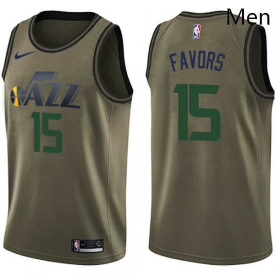 Mens Nike Utah Jazz 15 Derrick Favors Swingman Green Salute to Service NBA Jersey Mens Nike Utah Jazz 15 Derrick Favors Swingman Green Salute to Service NBA Jersey
