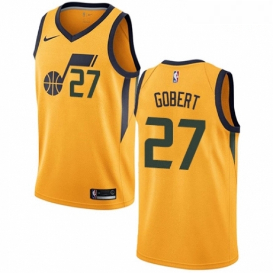 Mens Nike Utah Jazz 27 Rudy Gobert Authentic Gold NBA Jersey Statement Edition Mens Nike Utah Jazz 27 Rudy Gobert Authentic Gold NBA Jersey Statement Edition