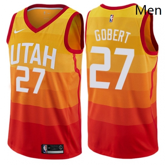 Mens Nike Utah Jazz 27 Rudy Gobert Authentic Orange NBA Jersey City Edition Mens Nike Utah Jazz 27 Rudy Gobert Authentic Orange NBA Jersey City Edition