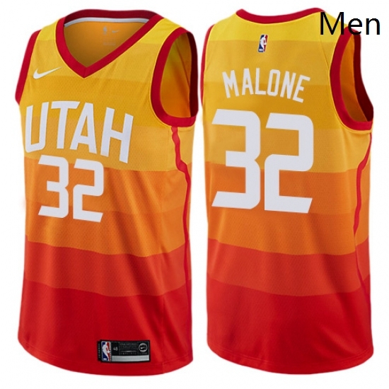 Mens Nike Utah Jazz 32 Karl Malone Authentic Orange NBA Jersey City Edition Mens Nike Utah Jazz 32 Karl Malone Authentic Orange NBA Jersey City Edition