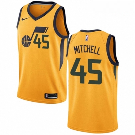 Mens Nike Utah Jazz 45 Donovan Mitchell Authentic Gold NBA Jersey Statement Edition Mens Nike Utah Jazz 45 Donovan Mitchell Authentic Gold NBA Jersey Statement Edition