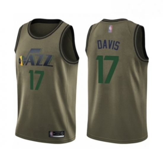 Mens Utah Jazz 17 Ed Davis Swingman Green Salute to Service Basketball Jersey Mens Utah Jazz 17 Ed Davis Swingman Green Salute to Service Basketball Jersey