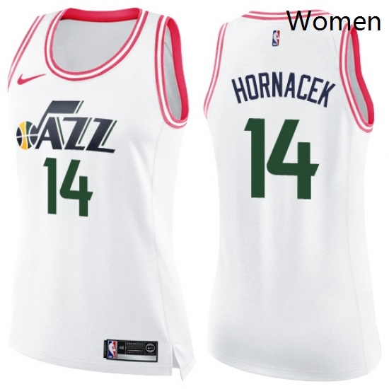 Womens Nike Utah Jazz 14 Jeff Hornacek Swingman WhitePink Fashion NBA Jersey Womens Nike Utah Jazz 14 Jeff Hornacek Swingman WhitePink Fashion NBA Jersey