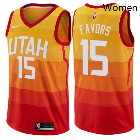Womens Nike Utah Jazz 15 Derrick Favors Swingman Orange NBA Jersey City Edition Womens Nike Utah Jazz 15 Derrick Favors Swingman Orange NBA Jersey City Edition