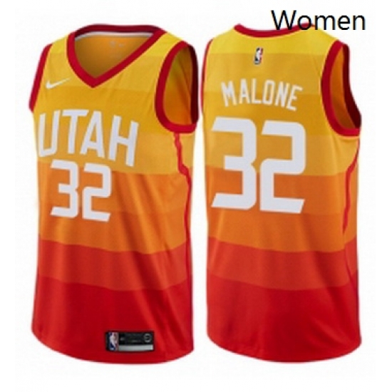 Womens Nike Utah Jazz 32 Karl Malone Swingman Orange NBA Jersey City Edition Womens Nike Utah Jazz 32 Karl Malone Swingman Orange NBA Jersey City Edition