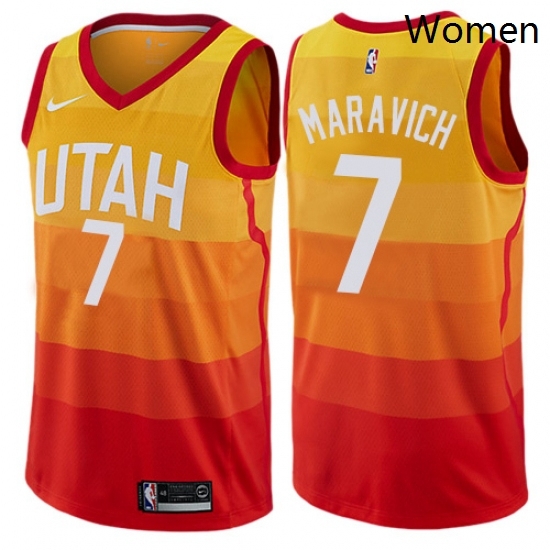 Womens Nike Utah Jazz 7 Pete Maravich Swingman Orange NBA Jersey City Edition Womens Nike Utah Jazz 7 Pete Maravich Swingman Orange NBA Jersey City Edition