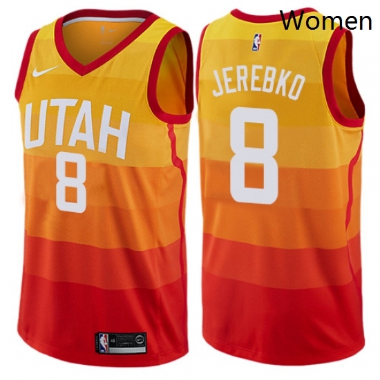 Womens Nike Utah Jazz 8 Jonas Jerebko Swingman Orange NBA Jersey City Edition Womens Nike Utah Jazz 8 Jonas Jerebko Swingman Orange NBA Jersey City Edition