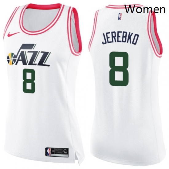 Womens Nike Utah Jazz 8 Jonas Jerebko Swingman WhitePink Fashion NBA Jersey Womens Nike Utah Jazz 8 Jonas Jerebko Swingman WhitePink Fashion NBA Jersey