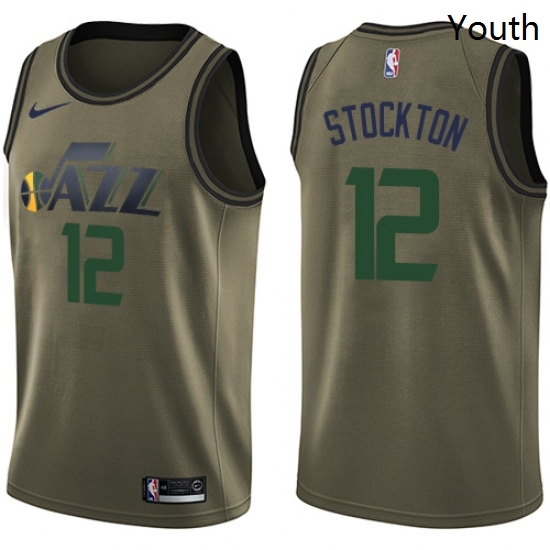 Youth Nike Utah Jazz 12 John Stockton Swingman Green Salute to Service NBA Jersey Youth Nike Utah Jazz 12 John Stockton Swingman Green Salute to Service NBA Jersey