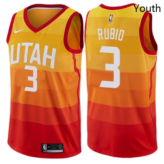 Youth Nike Utah Jazz 3 Ricky Rubio Swingman Orange NBA Jersey City Edition Youth Nike Utah Jazz 3 Ricky Rubio Swingman Orange NBA Jersey City Edition