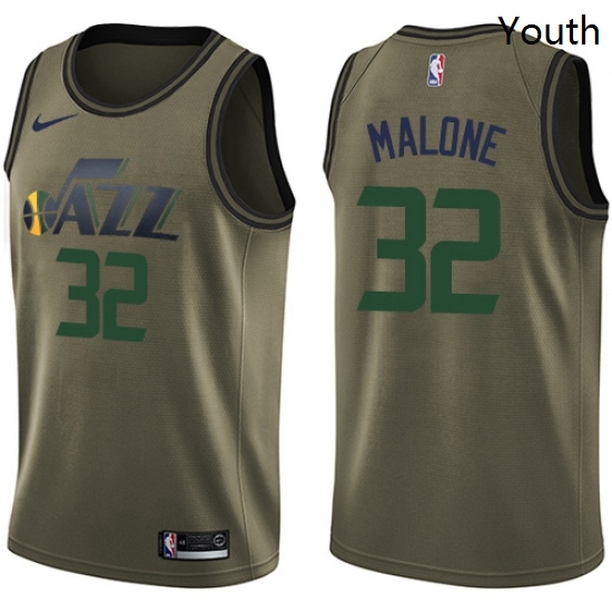 Youth Nike Utah Jazz 32 Karl Malone Swingman Green Salute to Service NBA Jersey Youth Nike Utah Jazz 32 Karl Malone Swingman Green Salute to Service NBA Jersey