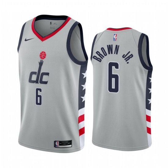 Men Nike Washington Wizards 6 Troy Brown Jr Gray NBA Swingman 2020 21 City Edition Jersey Men Nike Washington Wizards 6 Troy Brown Jr Gray NBA Swingman 2020 21 City Edition Jersey