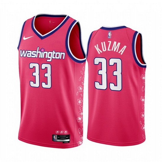 Men Washington Wizards 33 Kyle Kuzma 2022 23 Pink City Edition Limited Stitched Basketball Jersey Men Washington Wizards 33 Kyle Kuzma 2022 23 Pink City Edition Limited Stitched Basketball Jersey