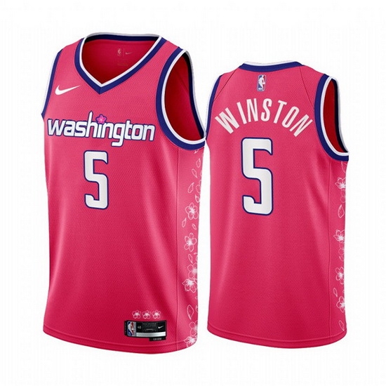 Men Washington Wizards 5 Cassius Winston 2022 23 Pink Cherry Blossom City Edition Limited Stitched Basketball Jersey Men Washington Wizards 5 Cassius Winston 2022 23 Pink Cherry Blossom City Edition Limited Stitched Basketball Jersey