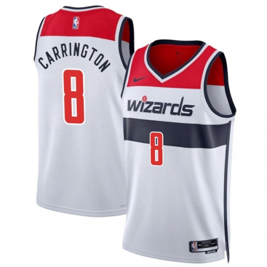 Men Washington Wizards 8 Carlton Carrington White Association Edition Stitched Basketball Jersey Men Washington Wizards 8 Carlton Carrington White Association Edition Stitched Basketball Jersey