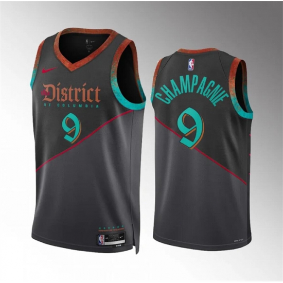 Men Washington Wizards 9 Justin Champagnie Black 2023 24 City Edition Stitched Basketball Jersey Men Washington Wizards 9 Justin Champagnie Black 2023 24 City Edition Stitched Basketball Jersey