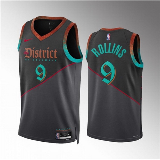 Men Washington Wizards 9 Ryan Rollins Black 2023 24 City Edition Stitched Basketball Jersey Men Washington Wizards 9 Ryan Rollins Black 2023 24 City Edition Stitched Basketball Jersey