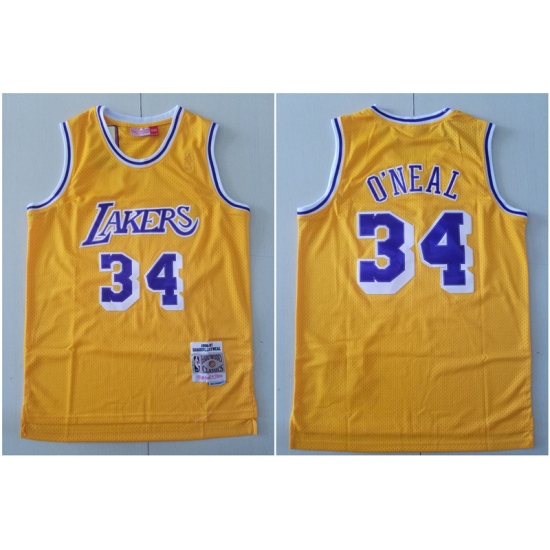 Lakers 34 Shaquille O Neal Yellow 1996 97 Hardwood Classics Jersey Lakers 34 Shaquille O Neal Yellow 1996 97 Hardwood Classics Jersey