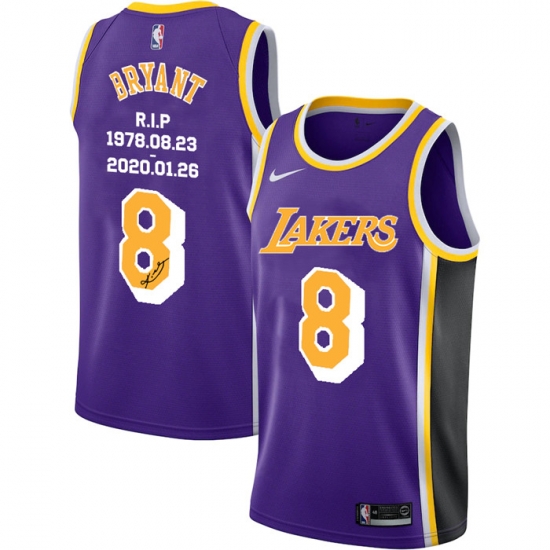 Lakers 8 Kobe Bryant Purple R I P Signature Swingman Jerseys Lakers 8 Kobe Bryant Purple R I P Signature Swingman Jerseys