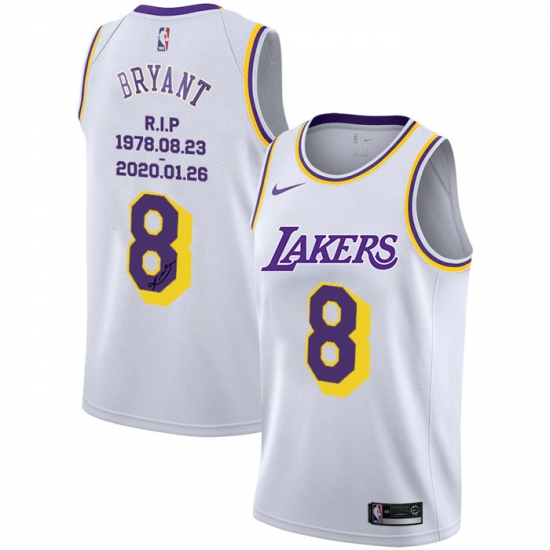 Lakers 8 Kobe Bryant White R I P Signature Swingman Jersey Lakers 8 Kobe Bryant White R I P Signature Swingman Jersey