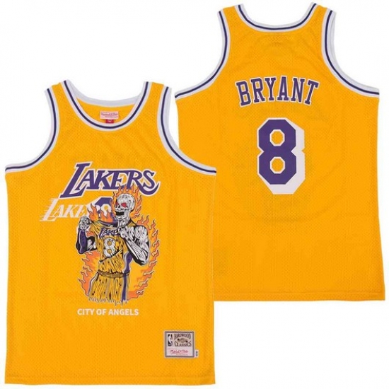 Lakers 8 Kobe Bryant Yellow Hardwood Classics Skull Edition Jersey Lakers 8 Kobe Bryant Yellow Hardwood Classics Skull Edition Jersey