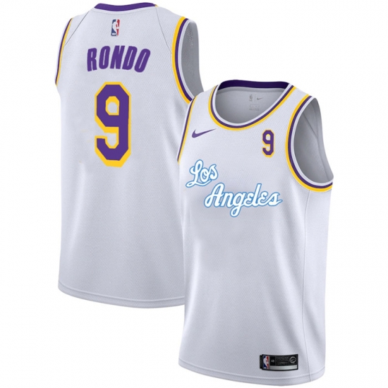 Lakers 9 Rajon Rondo White 2020 2021 New City Edition Nike Swingman Jersey Lakers 9 Rajon Rondo White 2020 2021 New City Edition Nike Swingman Jersey