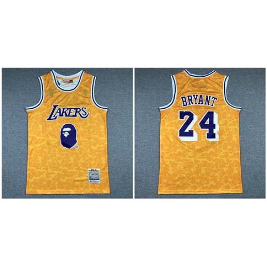 Lakers Bape 24 Kobe Bryant Yellow 1996 97 Hardwood Classics Jersey Lakers Bape 24 Kobe Bryant Yellow 1996 97 Hardwood Classics Jersey