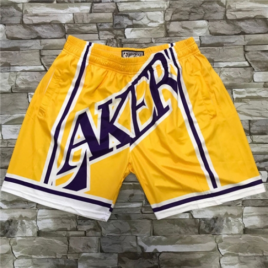 Lakers Yellow Big Face With Pocket Swingman Shorts Lakers Yellow Big Face With Pocket Swingman Shorts