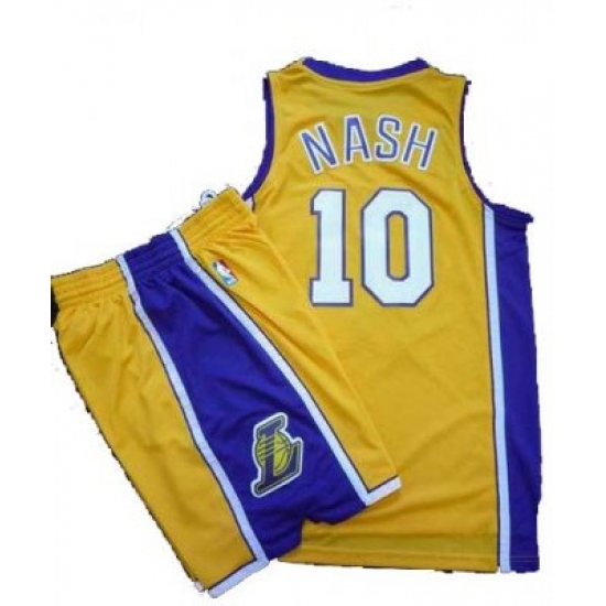 Los Angeles Lakers 10 Steve Nash Yellow Revolution 30 Swingman NBA Jersey & Shorts Suit Los Angeles Lakers 10 Steve Nash Yellow Revolution 30 Swingman NBA Jersey & Shorts Suit