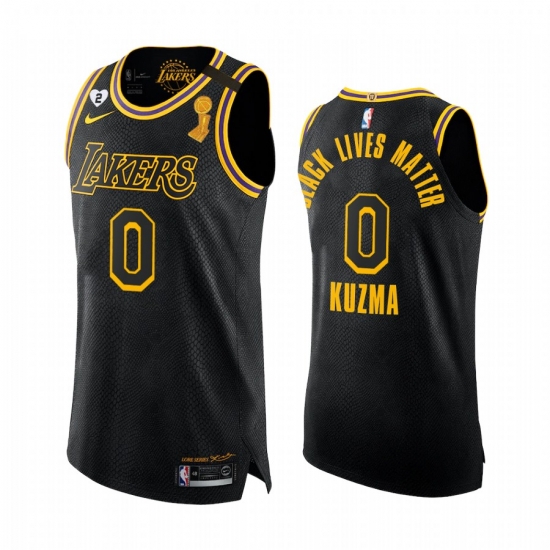 Los Angeles Lakers 2020 NBA Finals Champions Kyle Kuzma Black Mamba Authentic Jersey BLM Los Angeles Lakers 2020 NBA Finals Champions Kyle Kuzma Black Mamba Authentic Jersey BLM