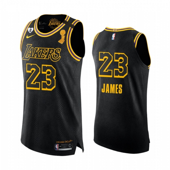 Los Angeles Lakers 2020 NBA Finals Champions LeBron James Black Mamba Authentic Jersey Social justice Los Angeles Lakers 2020 NBA Finals Champions LeBron James Black Mamba Authentic Jersey Social justice
