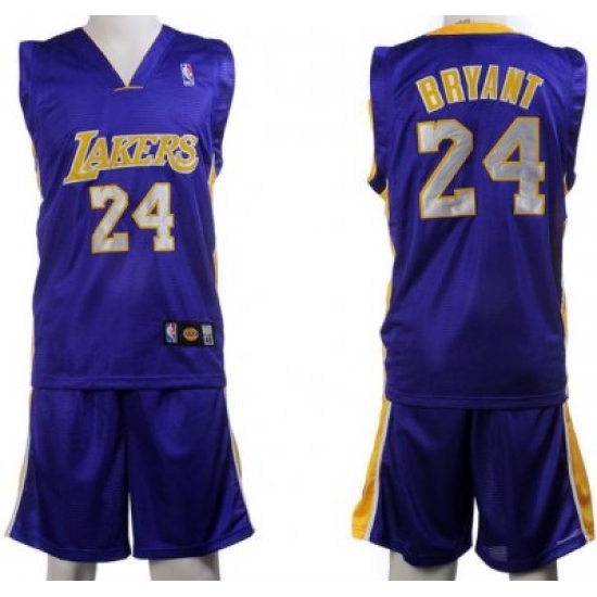 Los Angeles Lakers 24 Kobe Bryant Purple Jerseys&Shorts Los Angeles Lakers 24 Kobe Bryant Purple Jerseys&Shorts