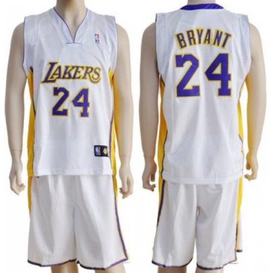 Los Angeles Lakers 24 Kobe Bryant White Jerseys&Shorts Los Angeles Lakers 24 Kobe Bryant White Jerseys&Shorts