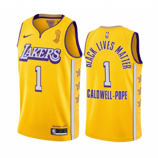 Los Angeles Lakers Kentavious Caldwell-Pope 2020 NBA Finals Champions Jersey Gold BLM Los Angeles Lakers Kentavious Caldwell-Pope 2020 NBA Finals Champions Jersey Gold BLM