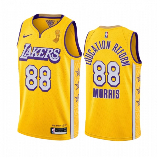 Los Angeles Lakers Markieff Morris 2020 NBA Finals Champions Jersey Gold Social justice BLM Los Angeles Lakers Markieff Morris 2020 NBA Finals Champions Jersey Gold Social justice BLM