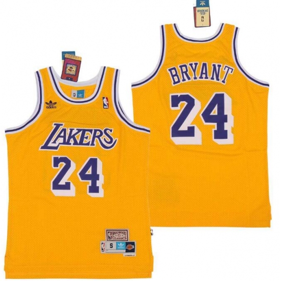 Men Adidas Lakers 24 Kobe Bryant Yellow Throwback Stitched NBA Jersey Men Adidas Lakers 24 Kobe Bryant Yellow Throwback Stitched NBA Jersey