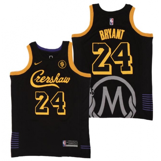 Men Lakers 24 Kobe Bryant Black Crenshaw Editon Jersey II Men Lakers 24 Kobe Bryant Black Crenshaw Editon Jersey II