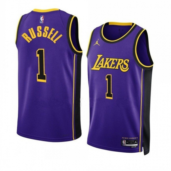 Men Los Angeles Lakers 1 D'Angelo Russell Purple Stitched Basketball Jersey Men Los Angeles Lakers 1 D'Angelo Russell Purple Stitched Basketball Jersey