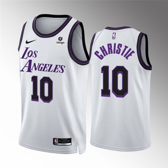 Men Los Angeles Lakers 10 Max Christie White City Edition Stitched Basketball Jersey Men Los Angeles Lakers 10 Max Christie White City Edition Stitched Basketball Jersey