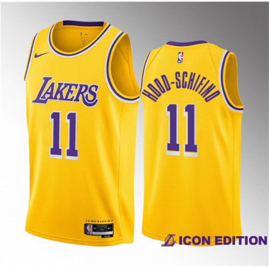 Men Los Angeles Lakers 11 Jalen Hood Schifino Yellow 2023 Draft Icon Edition Stitched Basketball Jersey Men Los Angeles Lakers 11 Jalen Hood Schifino Yellow 2023 Draft Icon Edition Stitched Basketball Jersey
