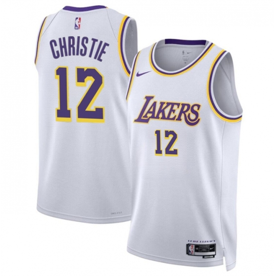 Men Los Angeles Lakers 12 Max Christie White 2024 Association Edition Stitched Basketball Jersey Men Los Angeles Lakers 12 Max Christie White 2024 Association Edition Stitched Basketball Jersey